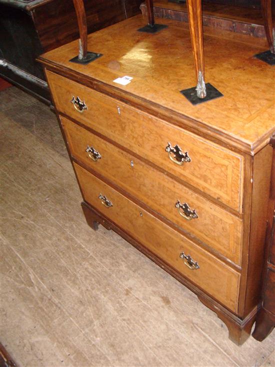 Walnut three drawer chest